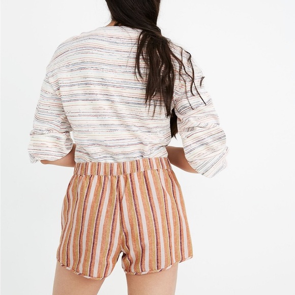 Madewell Linen and Cotton Pull-On Shorts in Rainbow Striped - Picture 3 of 8